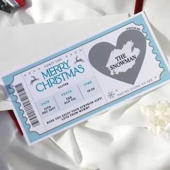 Personalised Christmas Scratch Ticket Musical Theatre Show Surprise Gift Reveal Card, 2 of 9