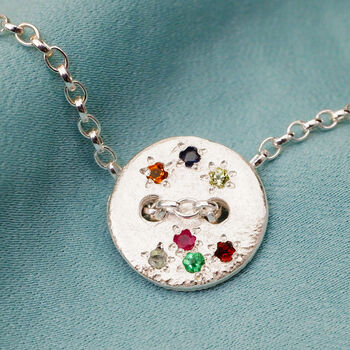 Personalised Silver Family Birthstone Button Bracelet, 2 of 2