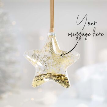 Personalised Gold Glitter Star Christmas Bauble, 2 of 3