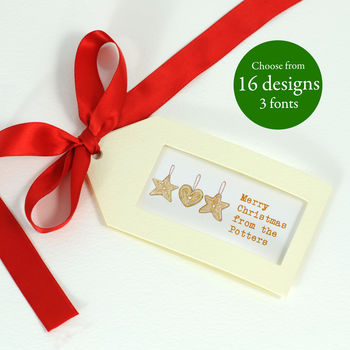 personalised 'christmas tags' with red ribbon by honeytree publishing