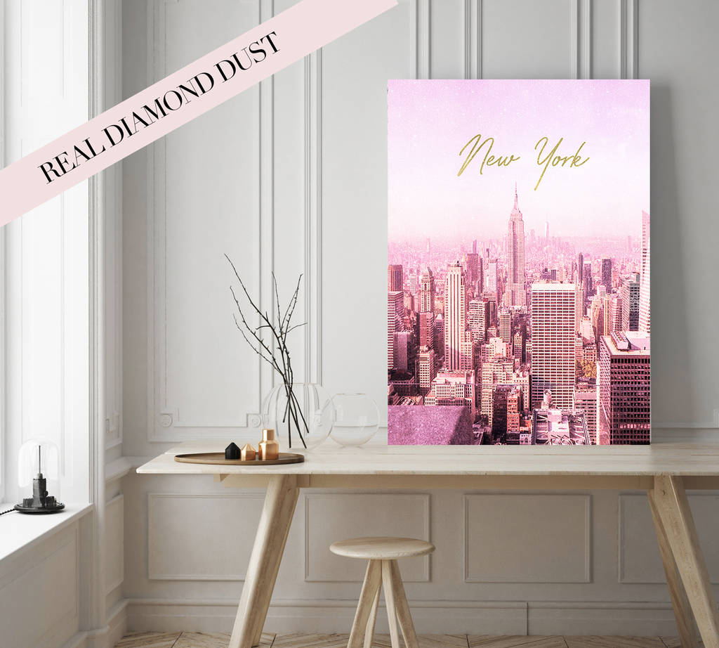 New York Canvas With Real Glitter Diamond Dust By Ruby and B