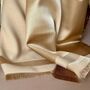 Silky Beige And Gold Border Reversible Scarf, thumbnail 3 of 7