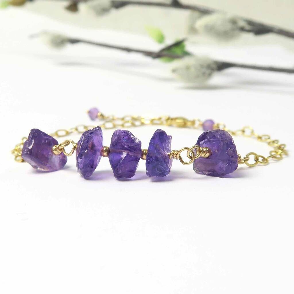 Amethyst Natural Gemstone Bracelet By Wished For