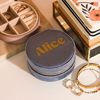 Personalised Velvet Name Jewellery Box Travel Gift For Her, 3 of 9