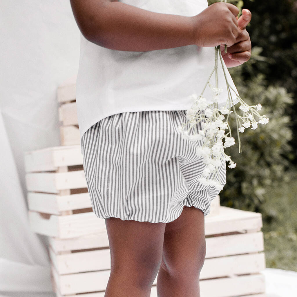 Grey Striped Cotton Children's Bloomers, 1 of 2