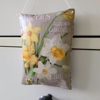 Handmade Daffodil Print Hanging Decoration Scented With Lavender Or Rose Petals, 2 of 5