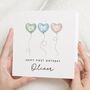 1st Birthday Heart Balloon Baby Boy Card, thumbnail 1 of 7