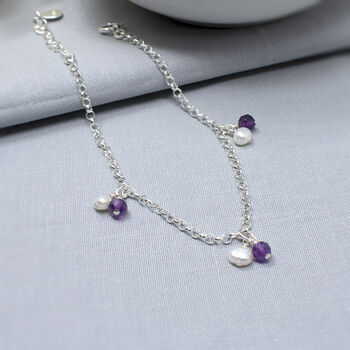 Amethyst Charm Bracelet Sterling Silver, 3 of 4