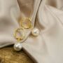 Gold Plated Hexagon Freshwater Stud Pearl Drop Earring, thumbnail 1 of 4