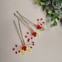 Red Berry And Gold Leaf Christmas Hair Pin Set – 3pcs, thumbnail 9 of 12