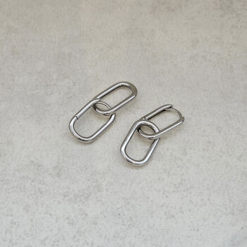 Double Oval Hoops Silver, 6 of 6