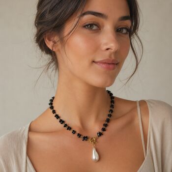Semi Precious Gemstone Necklace With Baroque Pearl Drop, 3 of 9