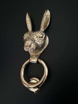 Brass Hare Door Knocker Nickel Finish, 4 of 8