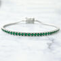 Emerald Gemstone Sterling Silver Tennis Bracelet, thumbnail 1 of 5