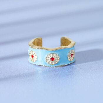 Enamel Flower Adjustable Ring, 4 of 7