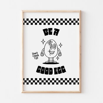 Retro Funny Kitchen Be A Good Egg Checkered Print, 9 of 9
