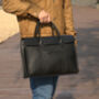 Black Leather Top Handle Briefcase, thumbnail 3 of 7
