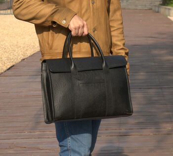 Black Leather Top Handle Briefcase, 3 of 7
