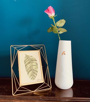 White Porcelain Vase With Gold Leaf Detail, 2 of 3