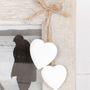 Double Wooden Photo Frame With Hanging Hearts, thumbnail 2 of 3