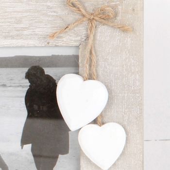 Double Wooden Photo Frame With Hanging Hearts, 2 of 3