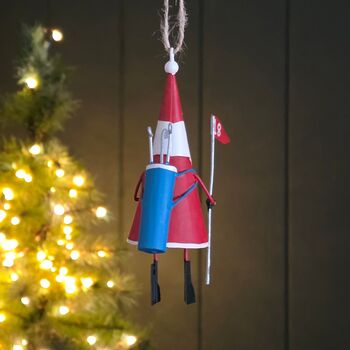 18th Hole Golfing Santa Hanging Christmas Decoration, 3 of 3