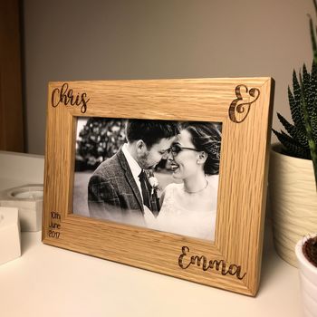 Personalised Names Solid Oak Photo Frame, 3 of 4