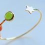 Gold Plated Star And Birthstone Adjustable Bangle, thumbnail 10 of 11
