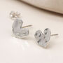 Sterling Silver Hammered Heart Stud Earrings, thumbnail 2 of 3