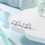 Dangling Star And Starburst Curved Bar Stud Earrings In Sterling Silver, thumbnail 4 of 11