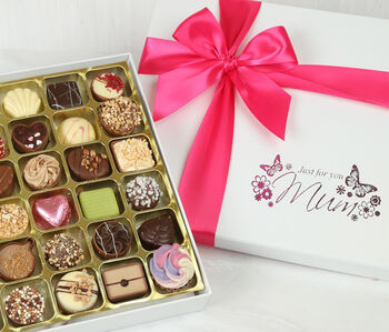 Luxury Mother’s Day 36 Chocolate Selection. White Box And Cerise Ribbon, 3 of 3