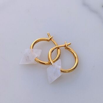 'The Octahedron' Moonstone Hoop Earrings, Gold, 3 of 5