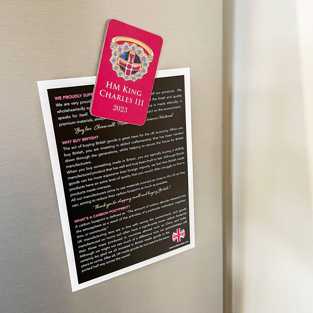 King Charles Coronation Souvenir Fridge By Bean and Bemble