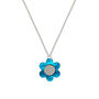 Daisy Flower Pendant Necklace In Blue Pearl, thumbnail 1 of 3