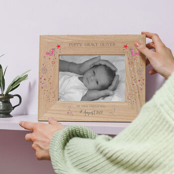 Personalised New Baby Christening Wreath Photo Frame, 4 of 4