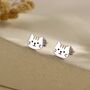 Orange Tabby Cat Stud Earrings In Sterling Silver, thumbnail 1 of 9