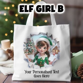 Personalised Christmas Breakout Elf Tote Gift Bag, 4 of 6