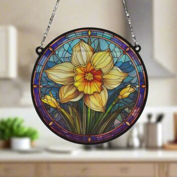 Daffodil Stained Glass Effect Suncatcher, 5 of 6