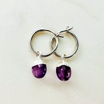 February Birthstone Earrings, Amethyst, Silver, 2 of 7