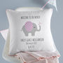 Personalised New Baby Elephant Cushion, thumbnail 2 of 4