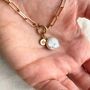 Freshwater Coin Pearl Paperclip Chain Necklace, thumbnail 7 of 8