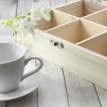 Personalised Wooden Initial Tea Storage Box, 6 of 8