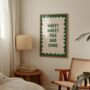Wakey Wakey Rise And Shine Wall Print | Hunter Green And Cream, thumbnail 1 of 3