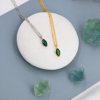 Extra Tiny Emerald Green Marquise Cz Necklace, 9 of 12