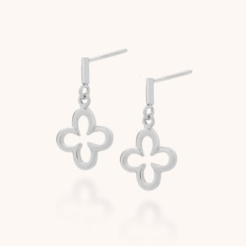 Clover Drop Earrings Sterling Silver, 4 of 7