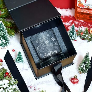 Christmas Reindeer Tumbler Glass With Chocolate Tree And Coaster Gift Boxed Set, 3 of 7