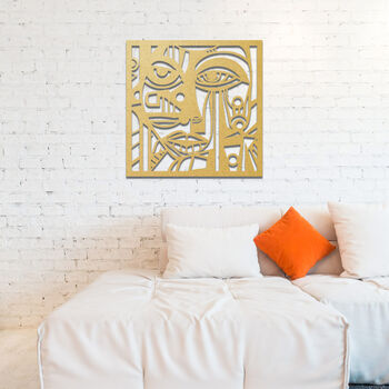 Abstract Cubist Face Wooden Wall Art Geometric Portrait, 3 of 8