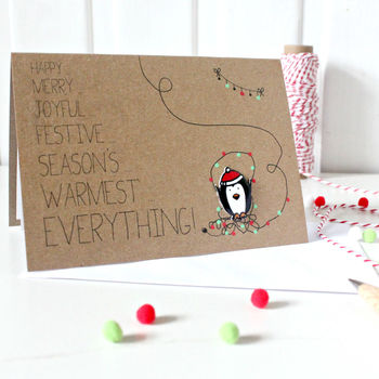Penguin Christmas Card, Happy Merry Everything, 2 of 4