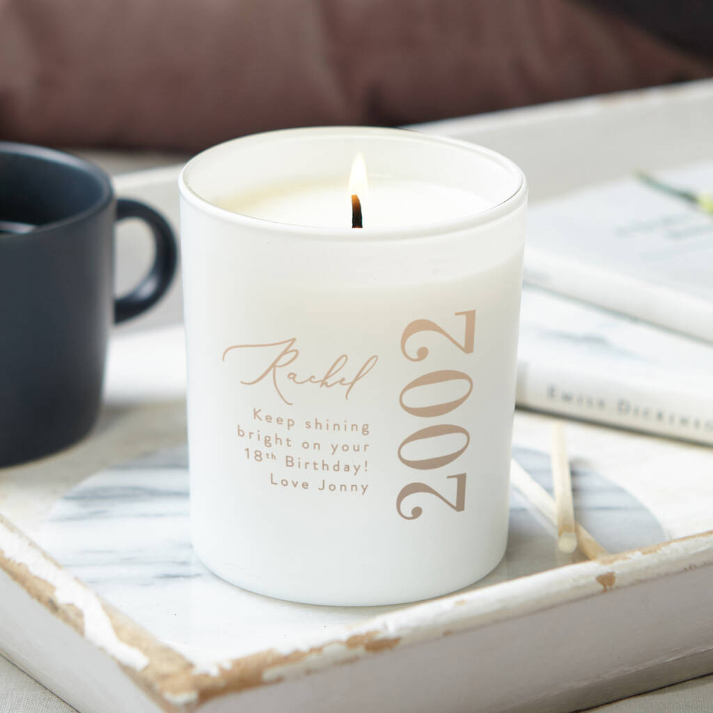 18th Birthday Gift For Her Personalised Scented Candle By Kindred Fires