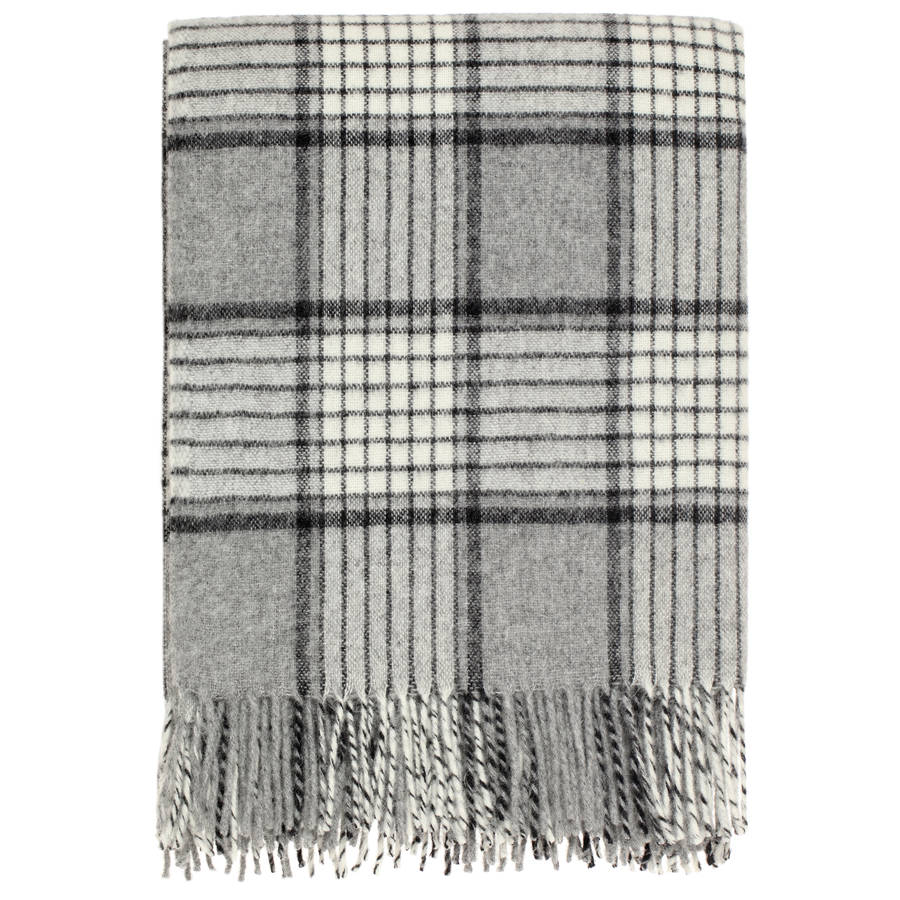 grey checkered wool throw by dreamwool blanket co. | notonthehighstreet.com